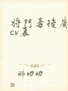 将门毒后广播剧cv表