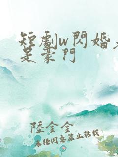 短剧w闪婚老公是豪门