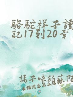 骆驼祥子读书笔记17到20章