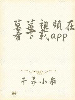 草莓视频在线观看下载app