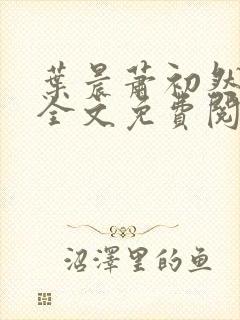 叶晨萧初然小说全文免费阅读最新章节