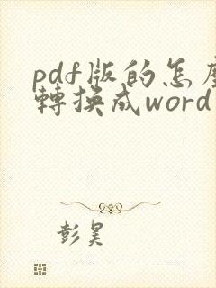 pdf版的怎么转换成word