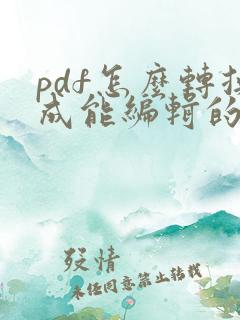 pdf怎么转换成能编辑的word