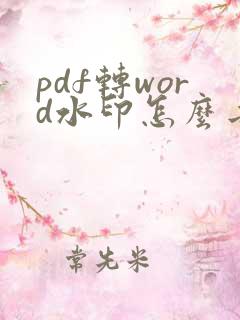 pdf转word水印怎么去掉水印
