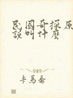 民国奇探原著小说叫什么