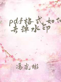 pdf格式如何去掉水印