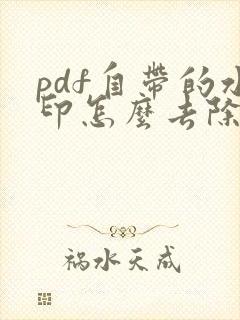 pdf自带的水印怎么去除