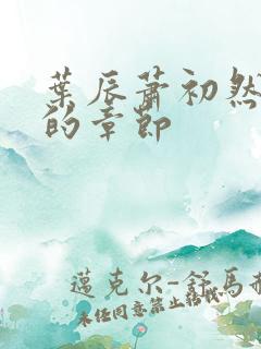 叶辰萧初然最新的章节