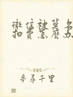 微信被莫名其妙扣费怎么办