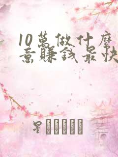 10万做什么生意赚钱最快