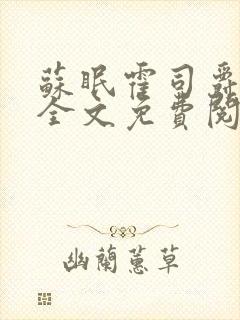 苏眠霍司爵小说全文免费阅读