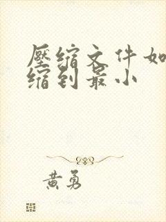 压缩文件如何压缩到最小