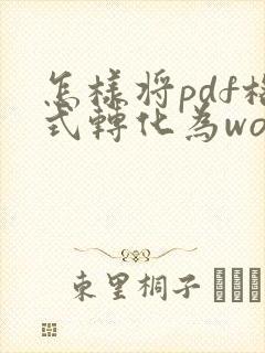 怎样将pdf格式转化为word格式免费