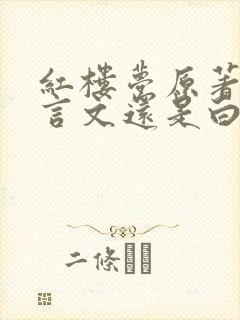 红楼梦原著是文言文还是白话文