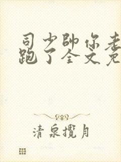 司少帅你老婆又跑了全文免费阅读