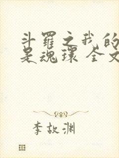 斗罗之我的武魂是魂环 全文