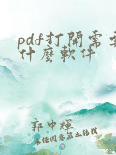 pdf打开需要什么软件