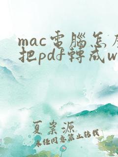 mac电脑怎么把pdf转成word