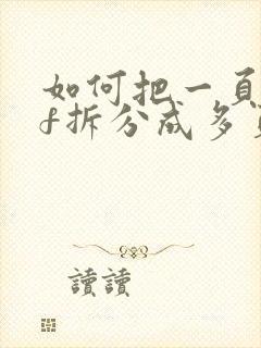 如何把一页pdf拆分成多页