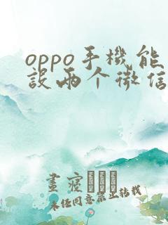oppo手机能设两个微信吗