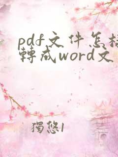 pdf文件怎样转成word文件