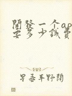 开发一个app要多少钱费用