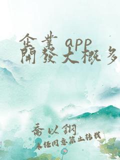 企业 app 开发大概多少钱
