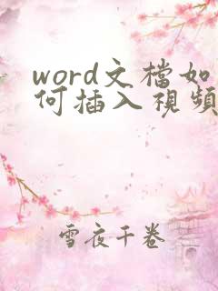 word文档如何插入视频文件