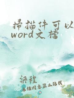 扫描件可以转成word文档