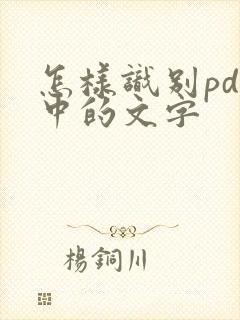 怎样识别pdf中的文字