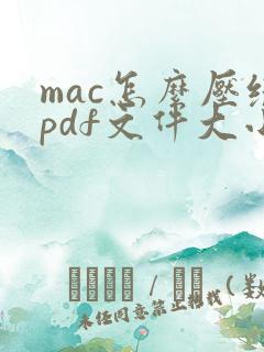 mac怎么压缩pdf文件大小