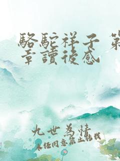 骆驼祥子 第1章读后感