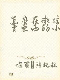 怎么在微信制作卖东西的小程序