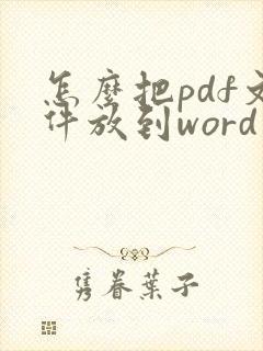 怎么把pdf文件放到word文档里