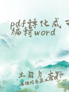 pdf转化成可编辑word