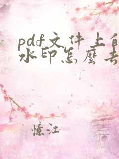 pdf文件上的水印怎么去除