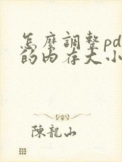 怎么调整pdf的内存大小