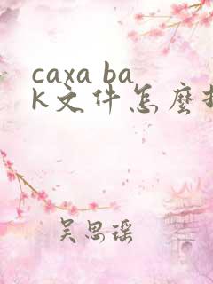 caxa bak文件怎么打开