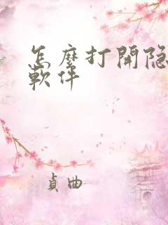 怎么打开隐藏的软件