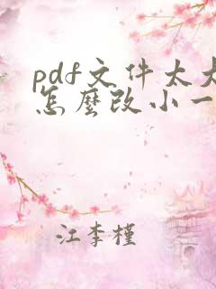 pdf文件太大怎么改小一点