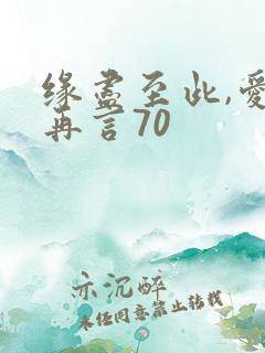 缘尽至此,爱不再言70