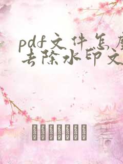 pdf文件怎么去除水印文字