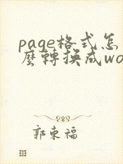page格式怎么转换成word