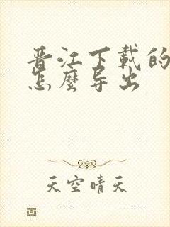 晋江下载的小说怎么导出