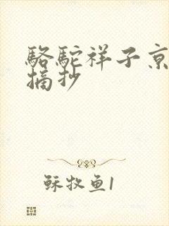 骆驼祥子京味儿摘抄