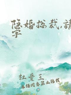 隐婚总裁,请签字