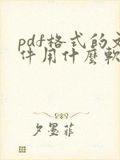 pdf格式的文件用什么软件打开