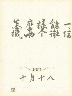 怎么样能一个手机两个微信