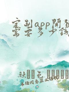 定制app开发需要多少钱