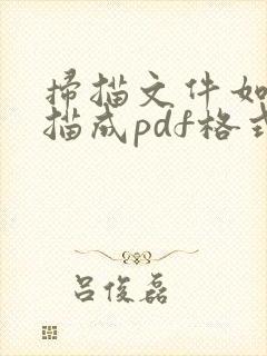 扫描文件如何扫描成pdf格式文件